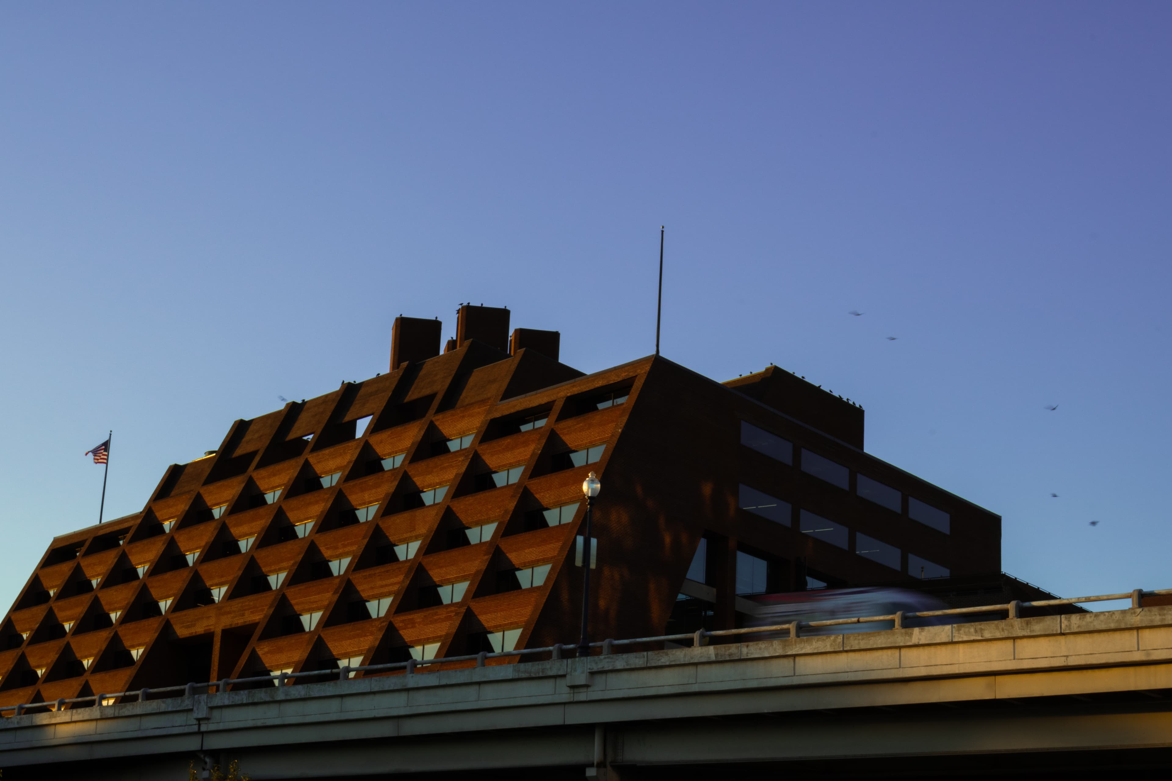 Converging lines and depth in architectural space