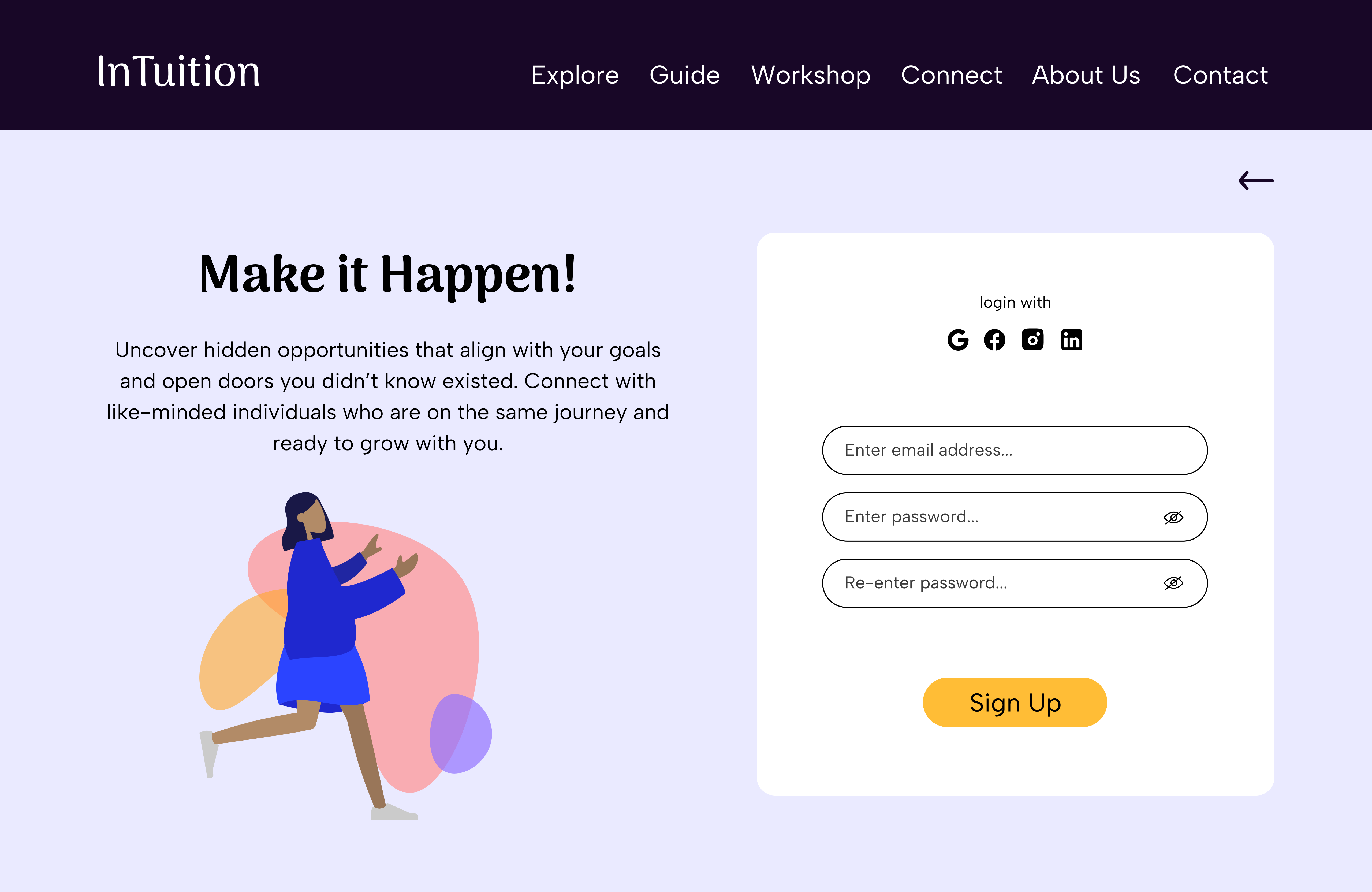 Sign up screen