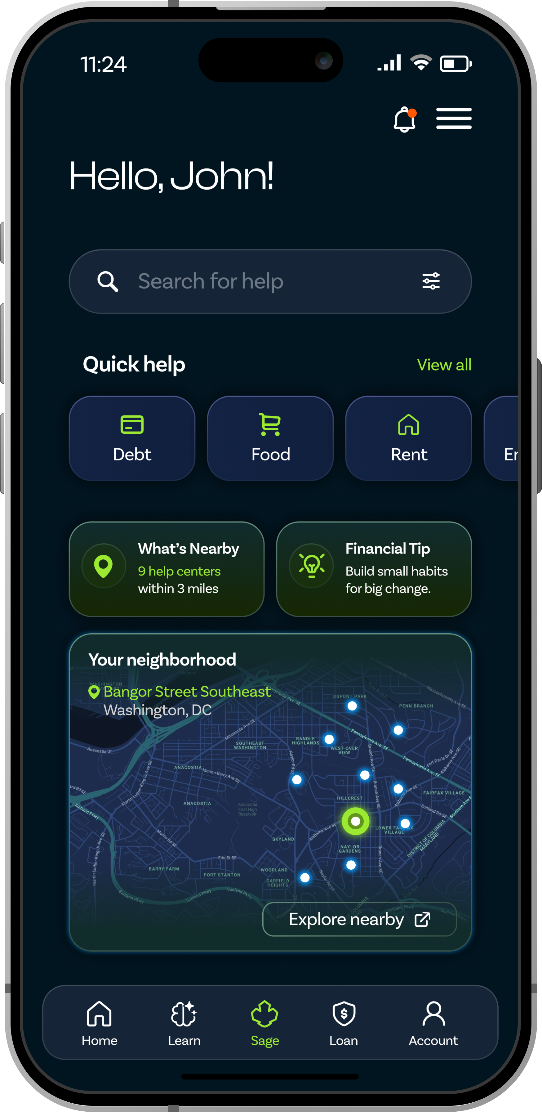 Community Hub screen 1