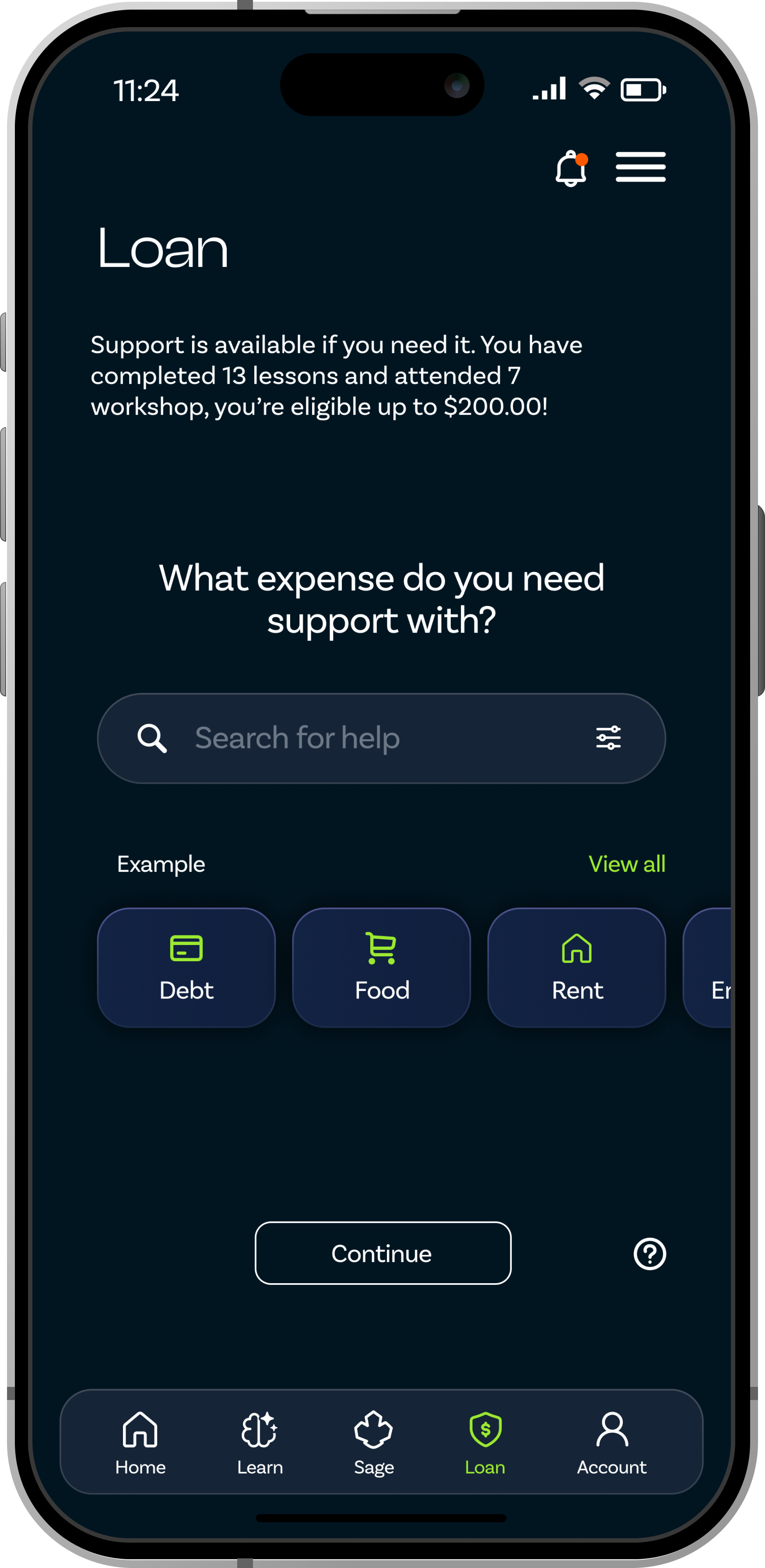 Microloan screen 1