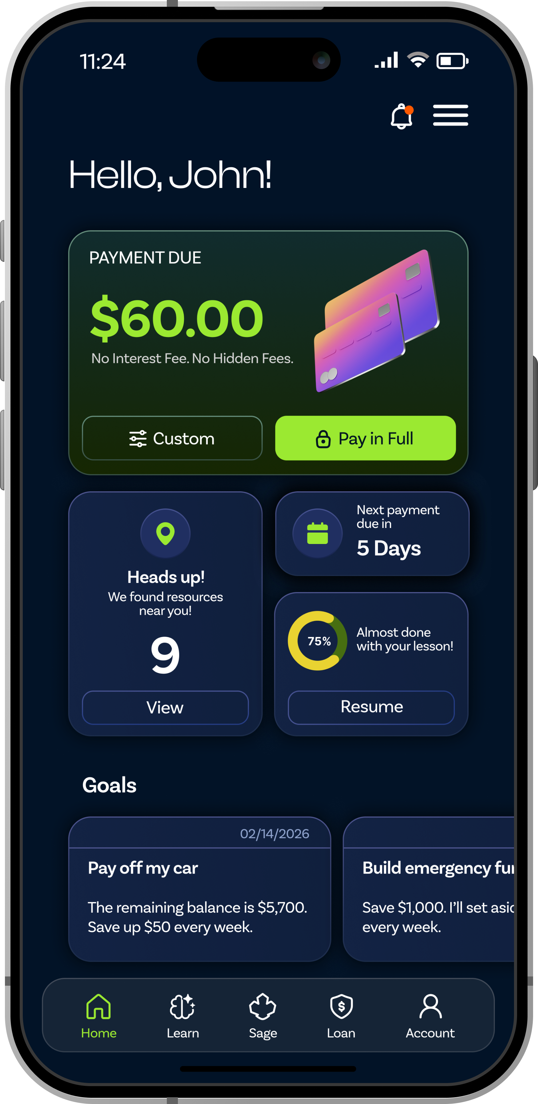 Dashboard screen 1